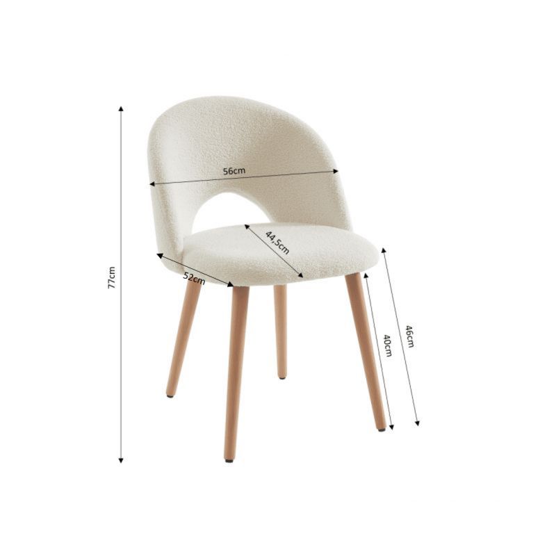 Lot de 2 chaises EUGENIE bouclette écru pieds hêtre massif