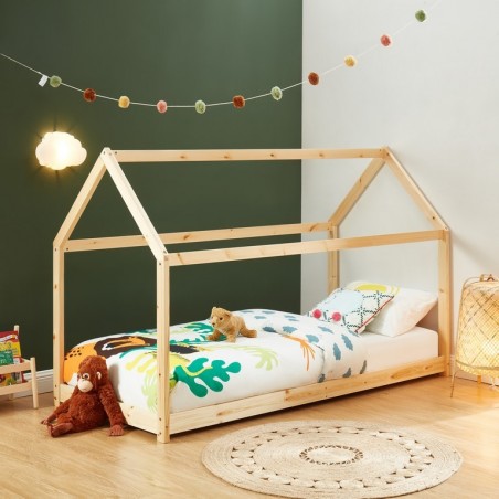 Lit cabane lit montessori vert 70x140 cm lit enfant tipi - Ciel