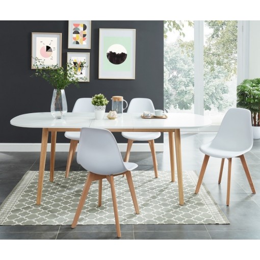 Table extensible ERIKA - laqué blanc mat - L160-200cm