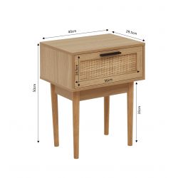 Table de chevet AMANA cannage naturel 40cm