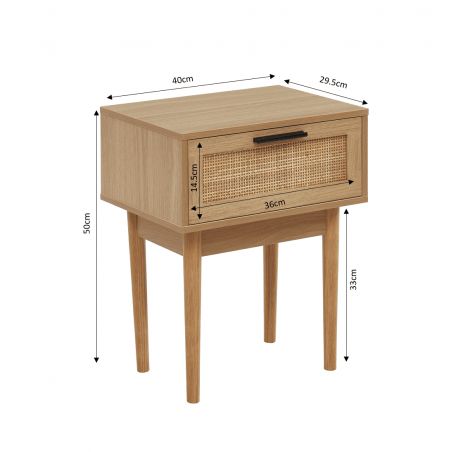 Table de chevet AMANA cannage naturel 40cm