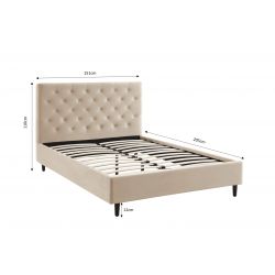 Lit double HUBERT velours beige sommier 140x190 cm inclus