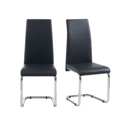 Lot de 2 chaises MARA simili noir pieds en métal chromé