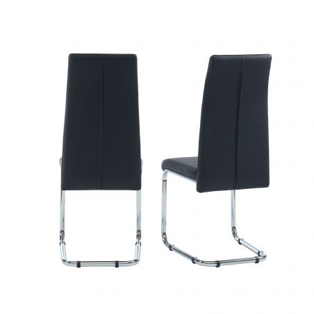 Lot de 2 chaises MARA simili noir pieds en métal chromé