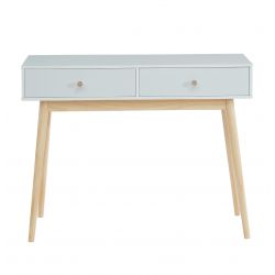 Console PETRAlaqué blanc satiné 2 Tiroirs - L100cm