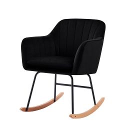 Fauteuil ELSA en velours noir rocking chair