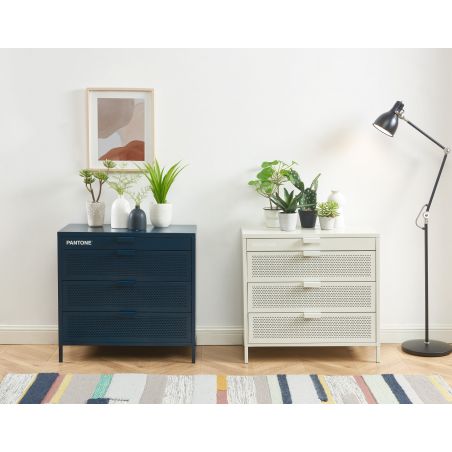 Commode PANTONE métal bleu nuit 4 tiroirs