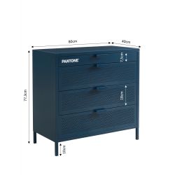 Commode PANTONE métal bleu nuit 4 tiroirs