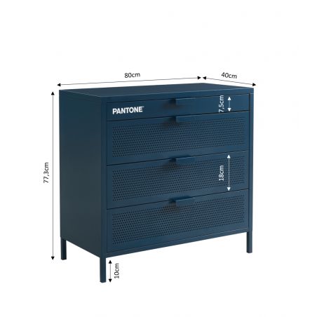 Commode PANTONE métal bleu nuit 4 tiroirs