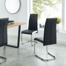 Lot de 2 chaises MARA simili noir pieds en métal chromé