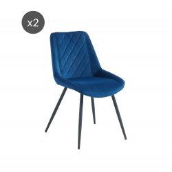 Lot de 2 chaises ROMYvelours bleupieds en métal noir