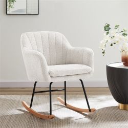 Fauteuil ELSA à bouclette blanche rocking chair