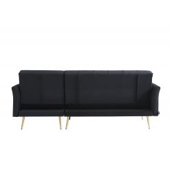 Canapé d'angle AROMA convertible velours noir 4 places