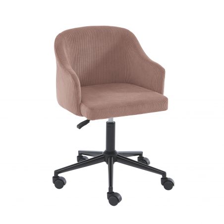 Fauteuil BARNABE en velours côtelé vieux rose