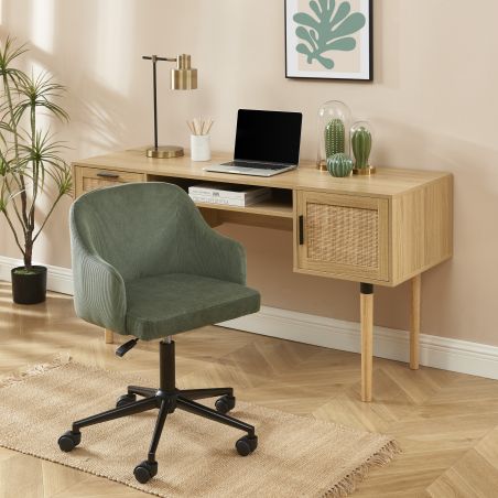 Fauteuil BARNABE en velours côtelé vert