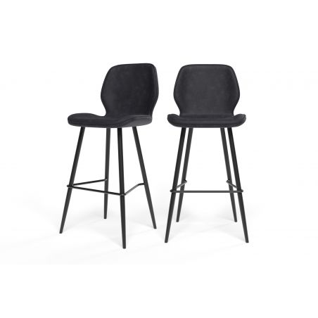 Lot de 2 tabourets ETHAN en PU noir