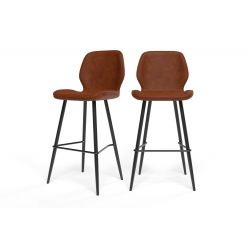 Lot de 2 tabourets ETHAN en PU cognac