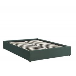 Lit coffre SAKURA velours vert forêt 140x190 sommier inclus