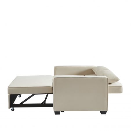 Canpé droit LENA convertible velours beige 2 places