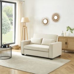 Canpé droit LENA convertible velours beige 2 places