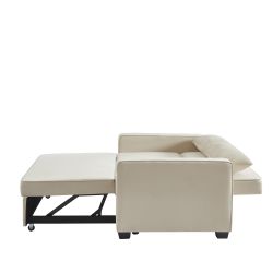 Canpé droit LENA convertible velours beige 3 places