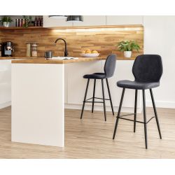 Lot de 2 tabourets ETHAN en PU noir