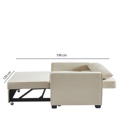 Canapé droit LENA convertible velours beige 2 places