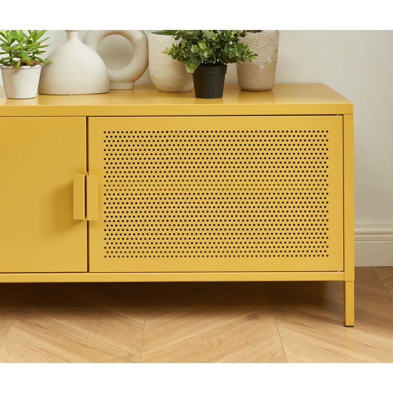 Meuble tv PANTONE métal jaune moutarde 120cm