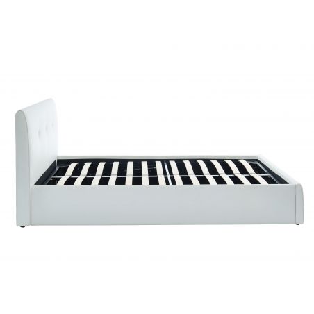 Lit coffre SEGURO simili blanc matelas 140x190