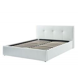 Lit coffre SEGURO simili blanc matelas 140x190