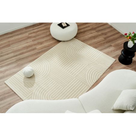 Tapis Olga crème motif en relief 80x150 cm