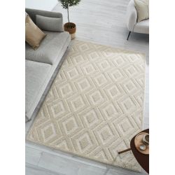 Tapis Ella crème motif losange 80x150 cm