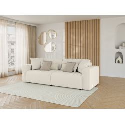 Canapé droit LEO convertible velours cotelé beige 3 places