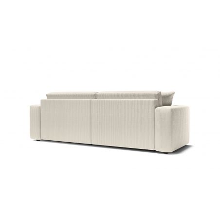 Canapé droit LEO convertible velours cotelé beige 3 places