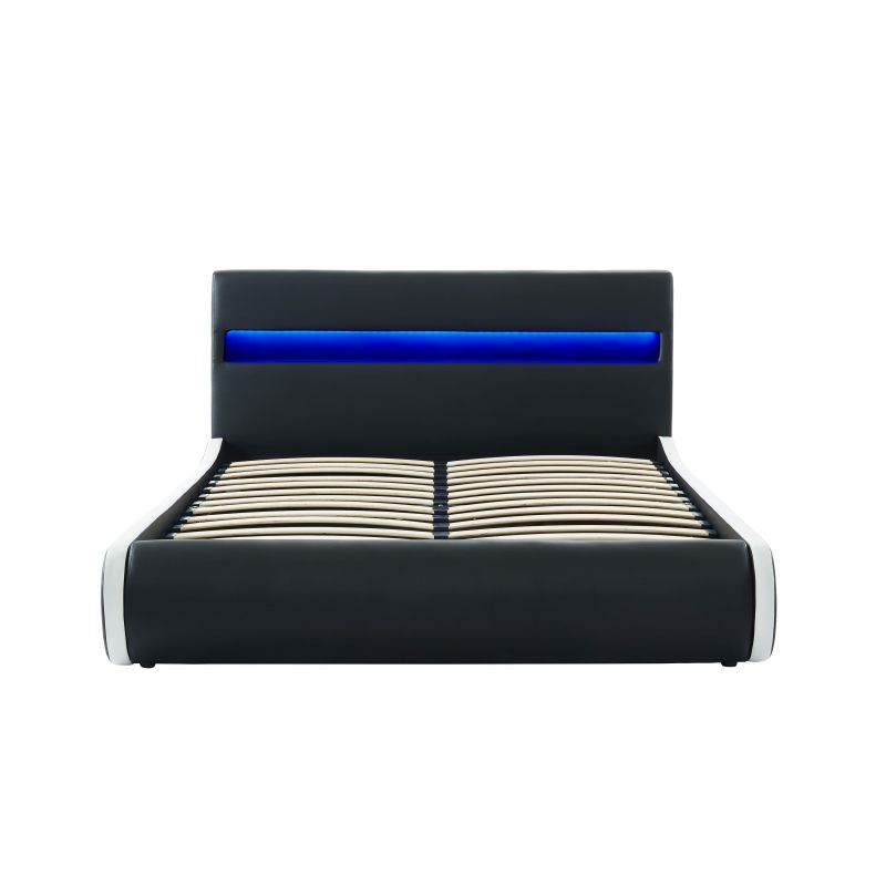 Lit coffre LUMINA simili noir matelas 140x190