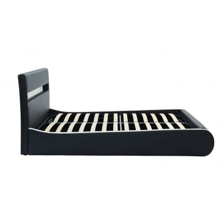 Lit coffre LUMINA simili noir matelas 140x190