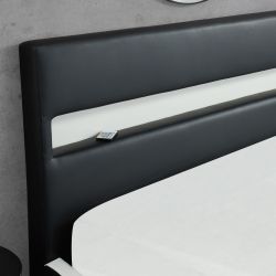 Lit coffre LUMINA simili noir matelas 140x190