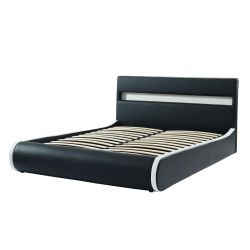 Lit coffre LUMINA simili noir matelas 140x190