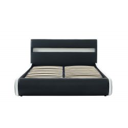 Lit coffre LUMINA simili noir matelas 140x190