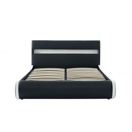 Lit coffre LUMINA simili noir matelas 140x190