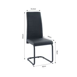 Lot de 2 chaises MARA simili noir pieds métal noir