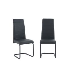 Lot de 2 chaises MARA simili noir pieds métal noir