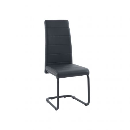 Lot de 2 chaises MARA simili noir pieds métal noir