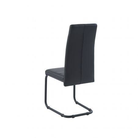 Lot de 2 chaises MARA simili noir pieds métal noir