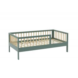 Lit enfant LOU pin massif vert 70x140 sommier inclus