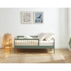 Lit enfant LOU pin massif vert 70x140 sommier inclus