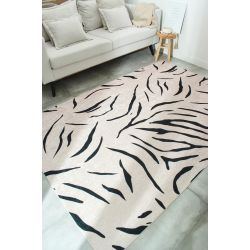 Tapis ALVA beige motif zébré 80x300 cm