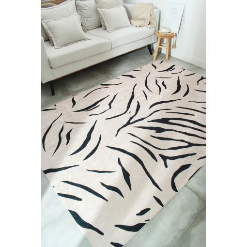 Tapis ALVA beige motif zébré 80x300 cm