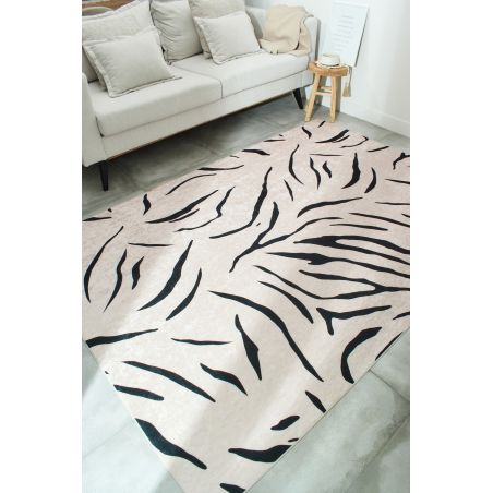 Tapis ALVA beige motif zébré 80x300 cm