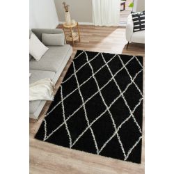 Tapis THEA noir motif losange 160x230 cm